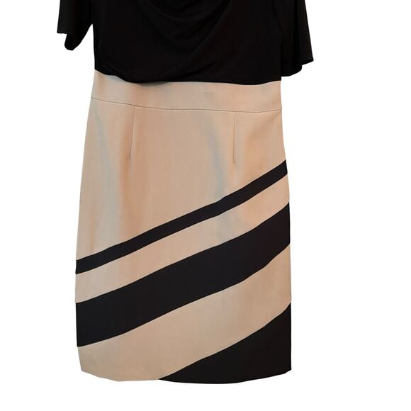 Dress Barn Career Office Dress 12 Short Sleeve Black Tan Lined Figure Flattering - Picture 3 of 9